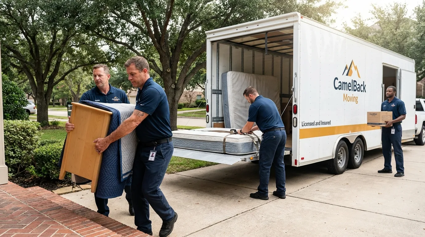 Crew loading residential truck for cross-state move from Gardendale, AL