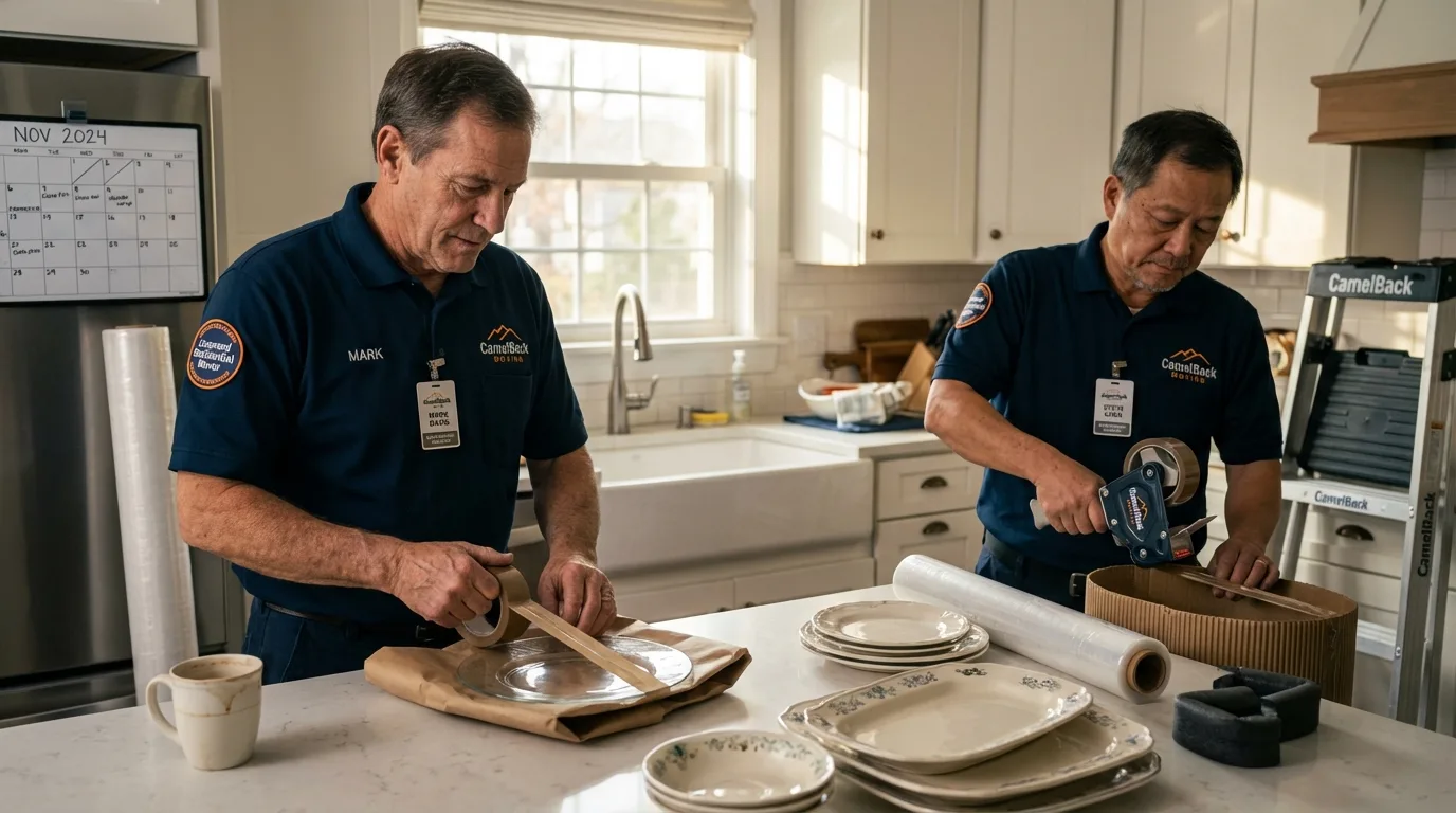 Professional crew packing kitchen dishware in Gardendale, AL